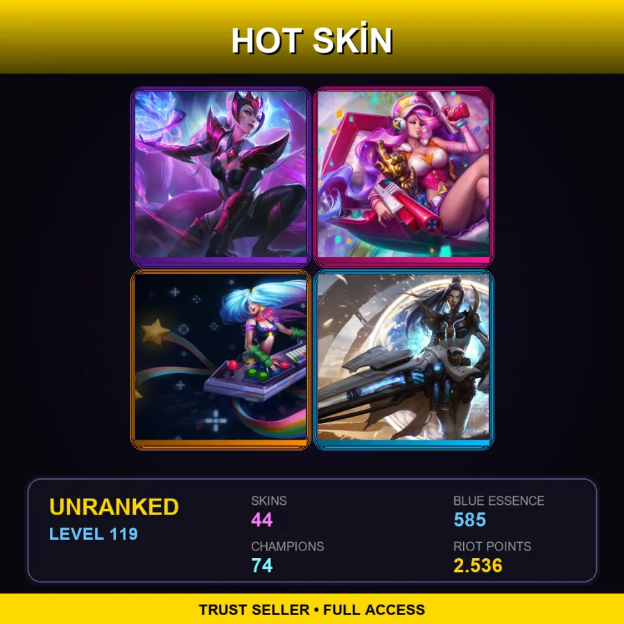 LAN | Lv119 | Unranked | 44 Skin | 74 Champ — LoL account