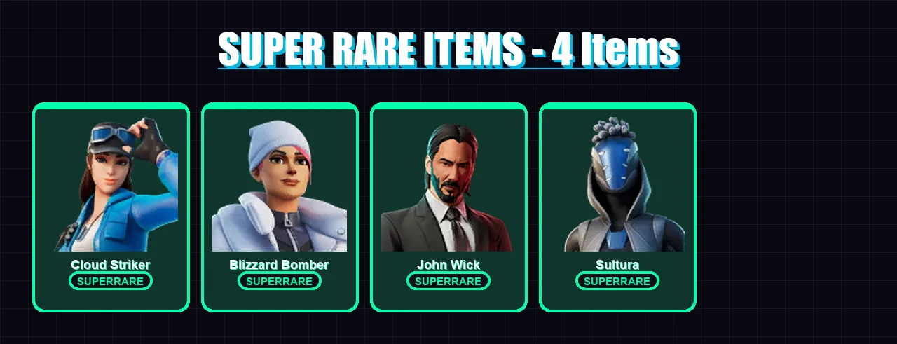 [PS4/PS5/XBOX/PC] | Cloud Striker | Blizzard Bomber | John Wick | Sultura | The Origin | 91 skin | 109 pickaxe | 69 emote | 94 glider | Lv1313