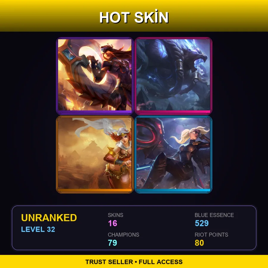 EUNE | Lv32 | Unranked | 16 Skin | 79 Champ — LoL account