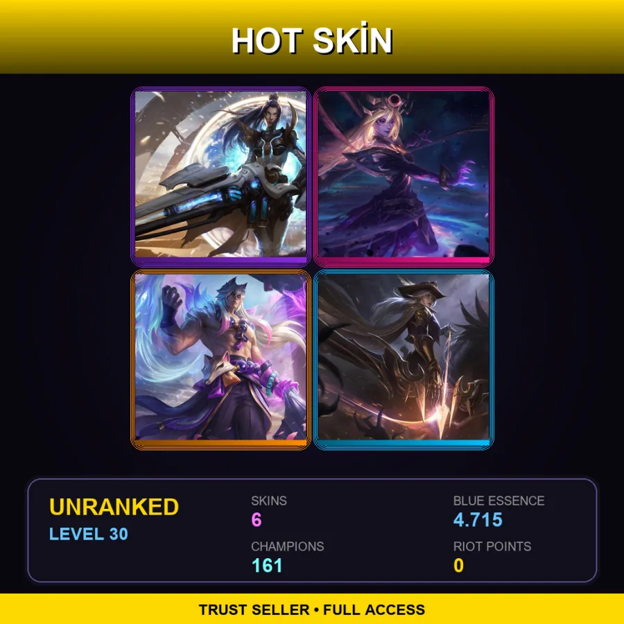 SG | Lv30 | Unranked | 6 Skin | 161 Champ
