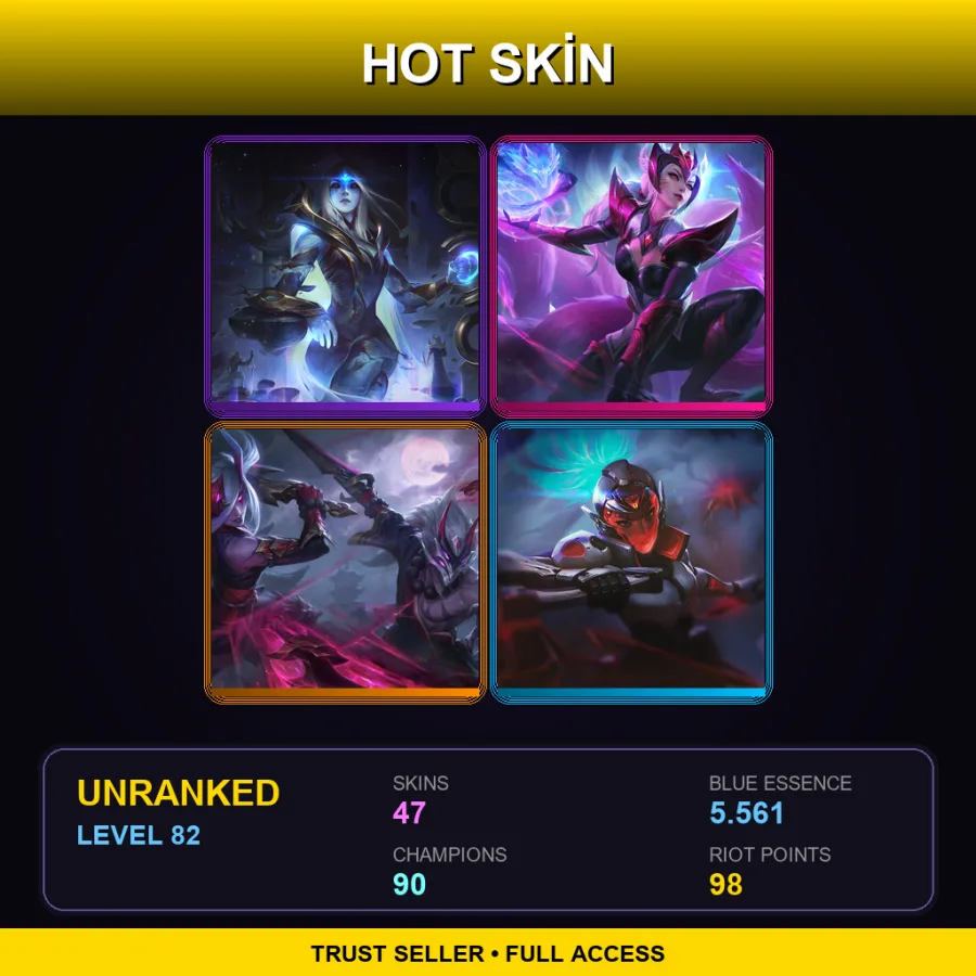 EUW | Lv82 | Unranked | 47 Skin | 90 Champ