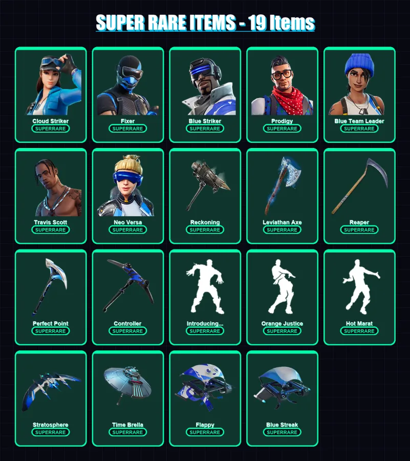 [PC/XBOX] | Cloud Striker | Fixer | Blue Striker | Prodigy | Blue Team Leader | 187 skin | 188 pickaxe | 179 emote | 138 glider | Lv2555