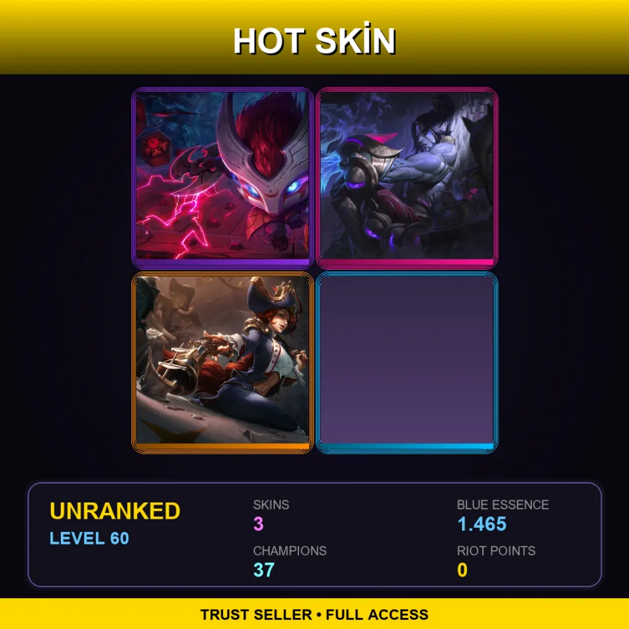 BR | Lv60 | Unranked | 3 Skin | 37 Champ — LoL account