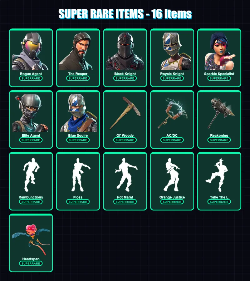 [PC/PSN] | Rogue Agent | The Reaper | Black Knight | Royale Knight | Sparkle Specialist | 74 skin | 52 pickaxe | 96 emote | 55 glider | Lv743