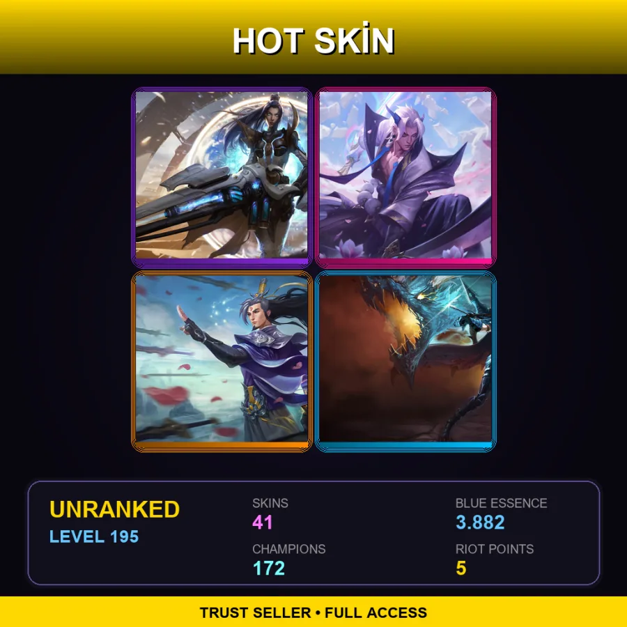 EUNE | Lv195 | Unranked | 41 Skin | 172 Champ — LoL account