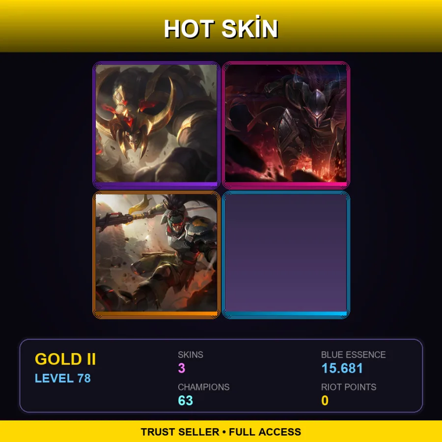 BR | Lv78 | Gold II | 3 Skin | 63 Champ — LoL account