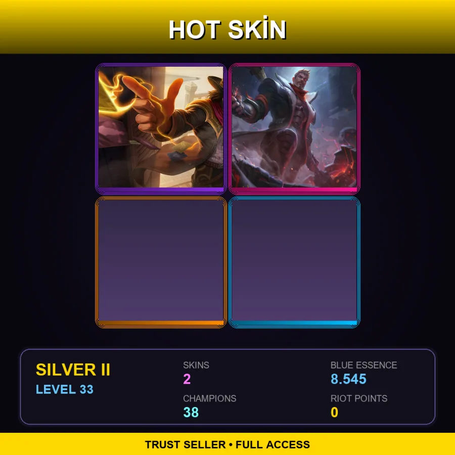 NA | Lv33 | Silver II | 2 Skin | 38 Champ