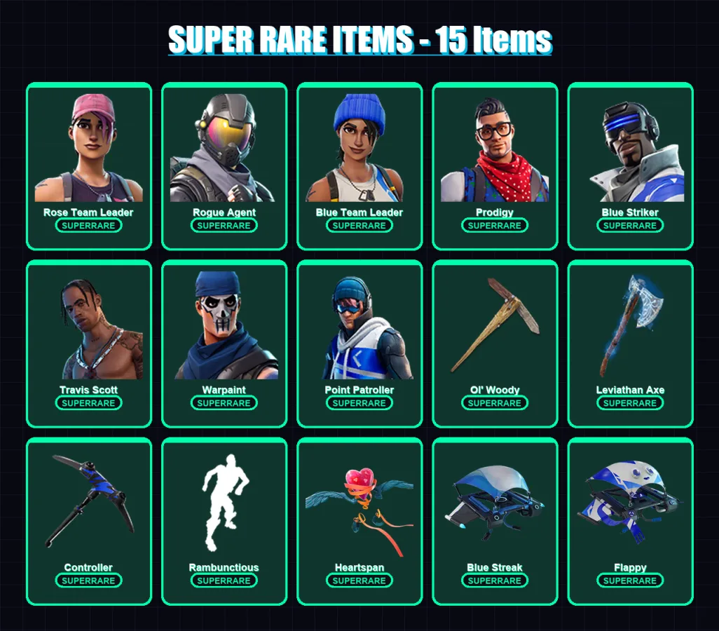 [PC/XBOX] | Rose Team Leader | Rogue Agent | Blue Team Leader | Prodigy | Blue Striker | 68 skin | 60 pickaxe | 64 emote | 66 glider | Lv750