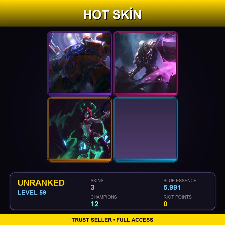 LAS | Lv59 | Unranked | 3 Skin | 12 Champ — Mecha Zero Sion