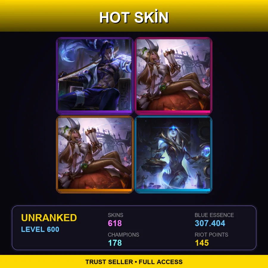 TW | Lv600 | Unranked | 618 Skin | 178 Champ