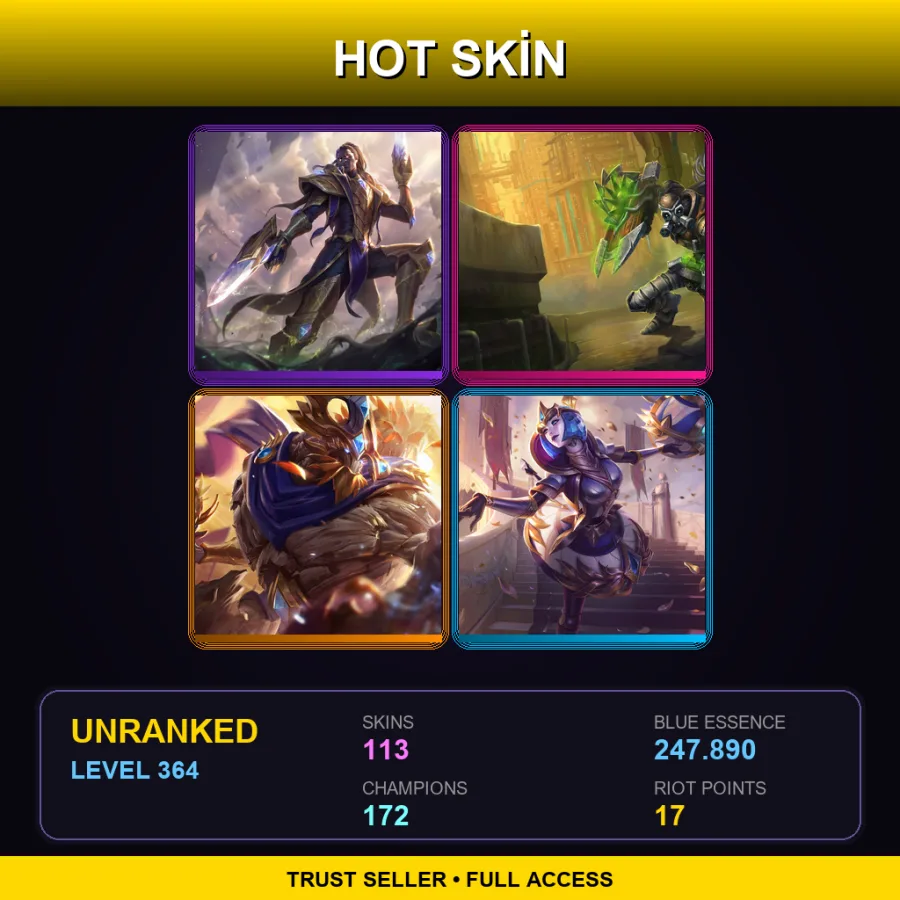 EUW | Lv364 | Unranked | 113 Skin | 172 Champ