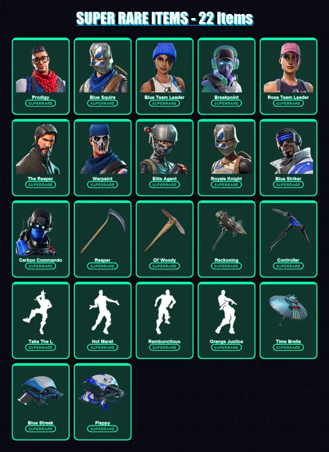 [PC/XBOX] | Prodigy | Blue Squire | Blue Team Leader | Breakpoint | Rose Team Leader | 101 skin | 70 pickaxe | 79 emote | 74 glider | Lv986