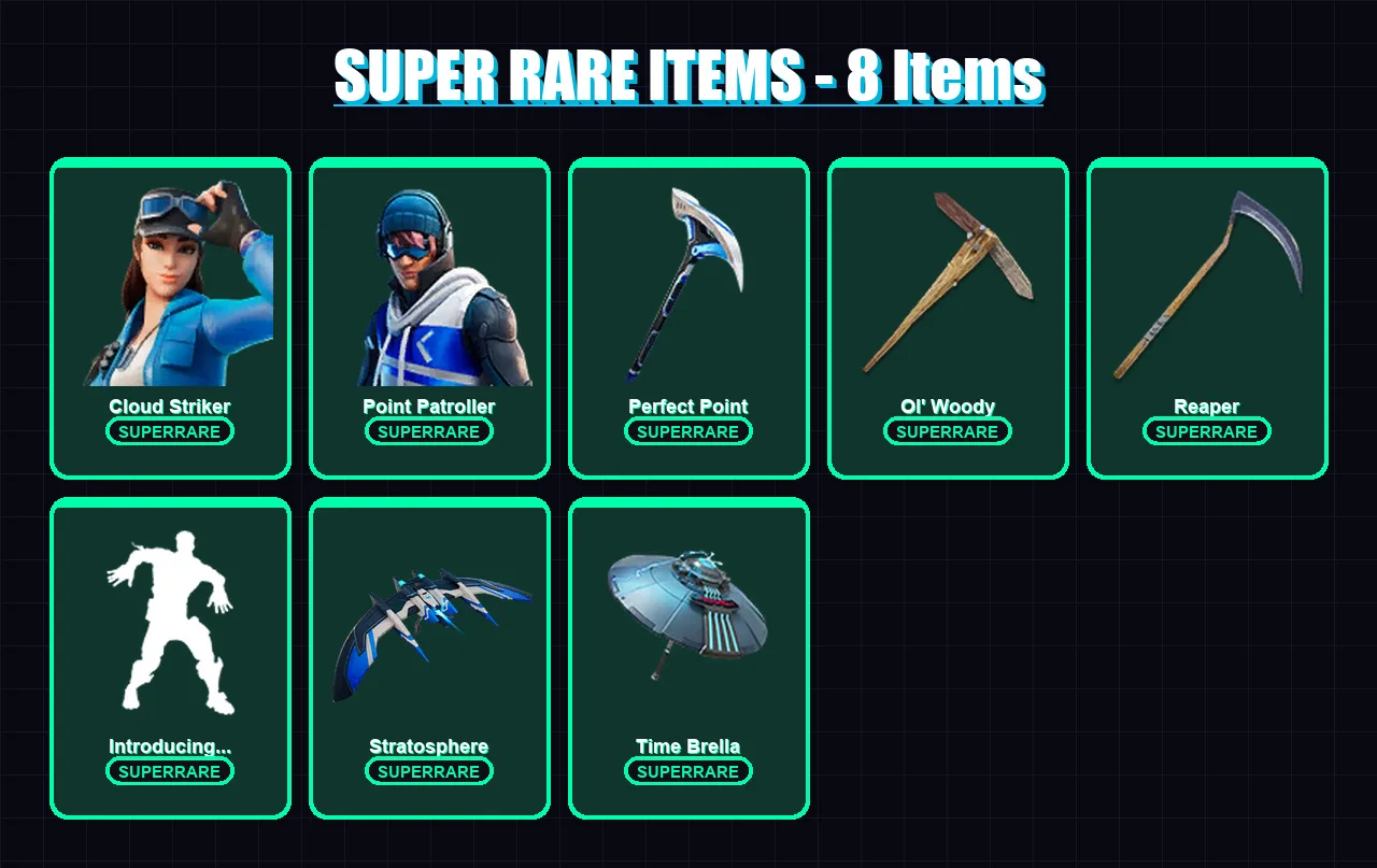 [PC/XBOX] | Cloud Striker | Point Patroller | Fade | Mandalorian | Omegarok | 154 skin | 164 pickaxe | 121 emote | 132 glider | Lv1744