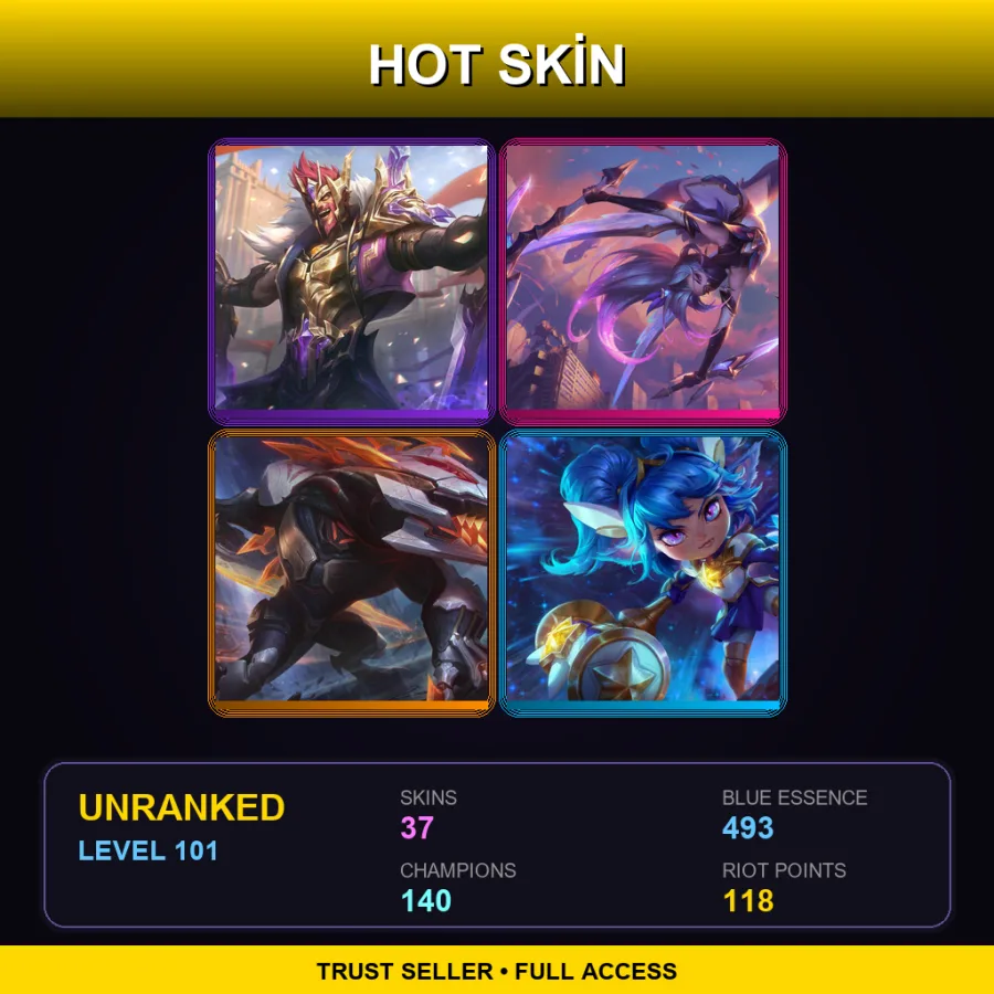 VN | Lv101 | Unranked | 37 Skin | 140 Champ — Blood Moon Aatrox