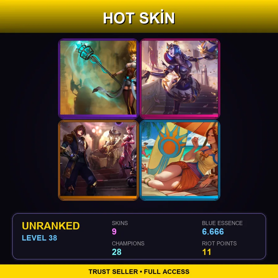 SG | Lv38 | Unranked | 9 Skin | 28 Champ — LoL account
