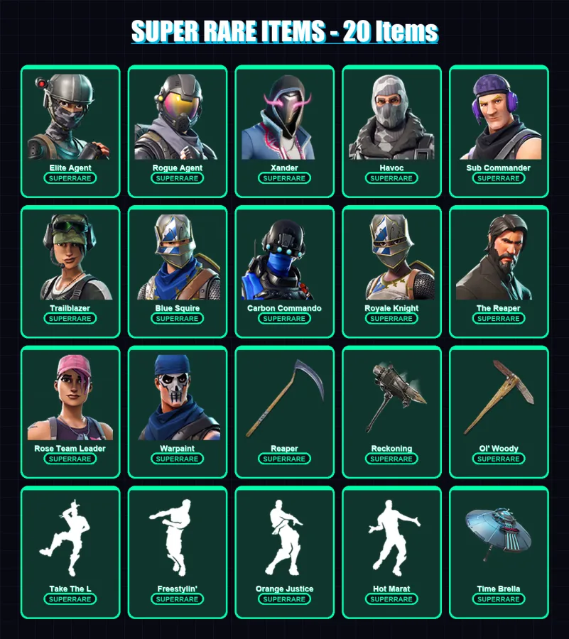 [PC] | Elite Agent | Rogue Agent | Xander | Havoc | Sub Commander | 111 skin | 105 pickaxe | 76 emote | 81 glider | Lv939