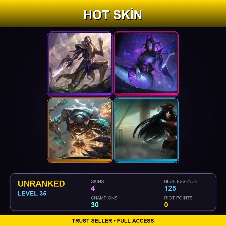 LAS | Lv35 | Unranked | 4 Skin | 30 Champ — LoL account