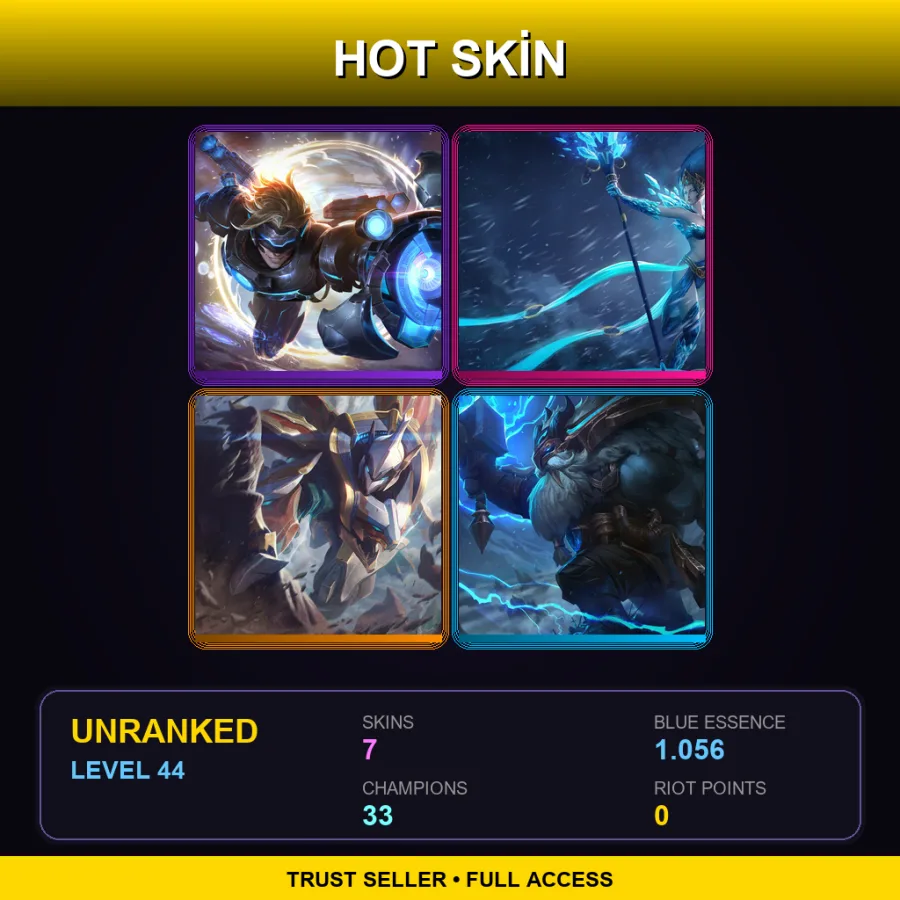 RU | Lv44 | Unranked | 7 Skin | 33 Champ — LoL account