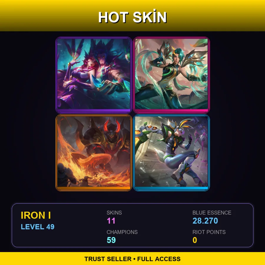 EUW | Lv49 | Iron I | 11 Skin | 59 Champ