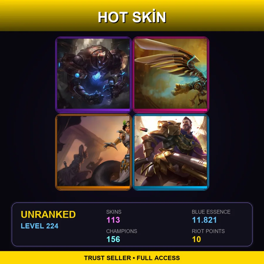 SG | Lv224 | Unranked | 113 Skin | 156 Champ