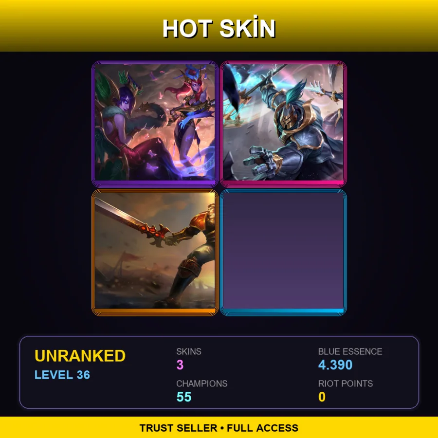 SG | Lv36 | Unranked | 3 Skin | 55 Champ — LoL account