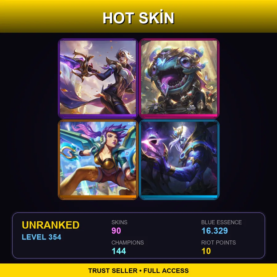 ME | Lv354 | Unranked | 90 Skin | 144 Champ — Unranked / Smurf League of Legends