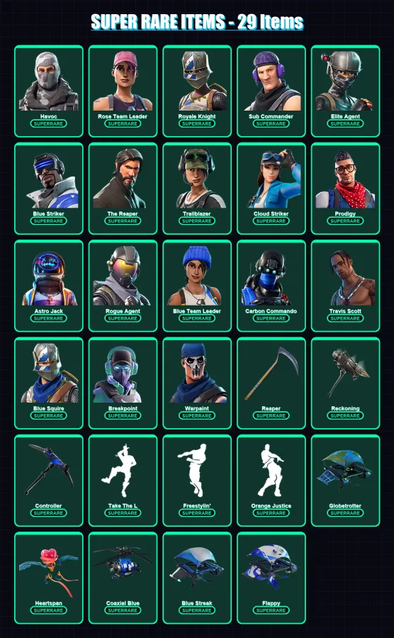 [PS4/PS5/XBOX/PC] | Havoc | Rose Team Leader | Royale Knight | Sub Commander | Elite Agent | 189 skin | 114 pickaxe | 108 emote | 101 glider | Lv126 — Fortnite account