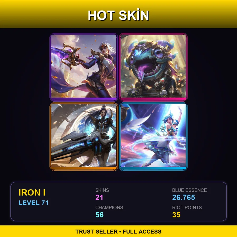 ME | Lv71 | Iron I | 21 Skin | 56 Champ — LoL account