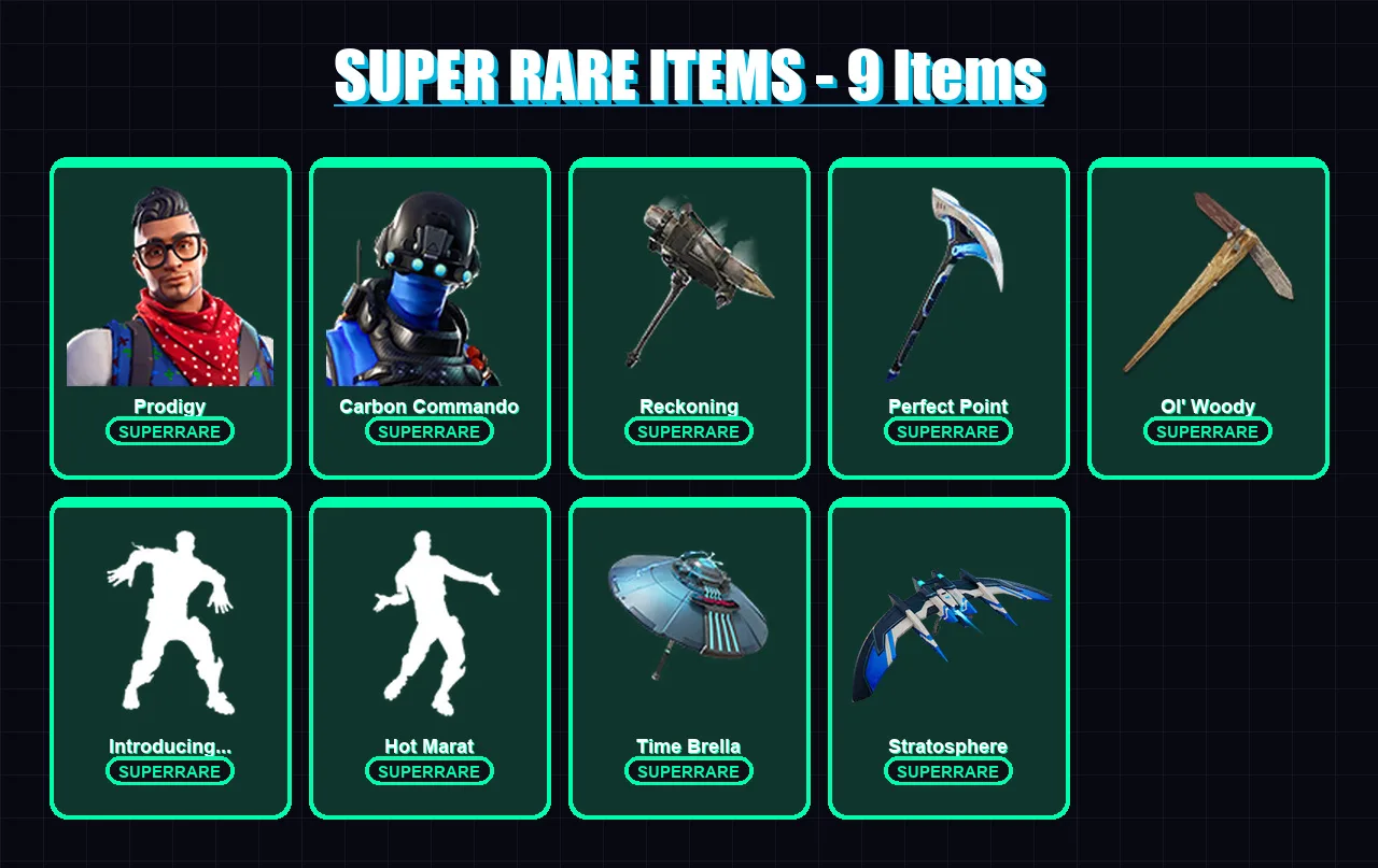 [PC/XBOX] | Prodigy | Carbon Commando | Paradigm (Reality-659) | Fade | Twyn | 128 skin | 146 pickaxe | 128 emote | 133 glider | Lv2060 — Fortnite account