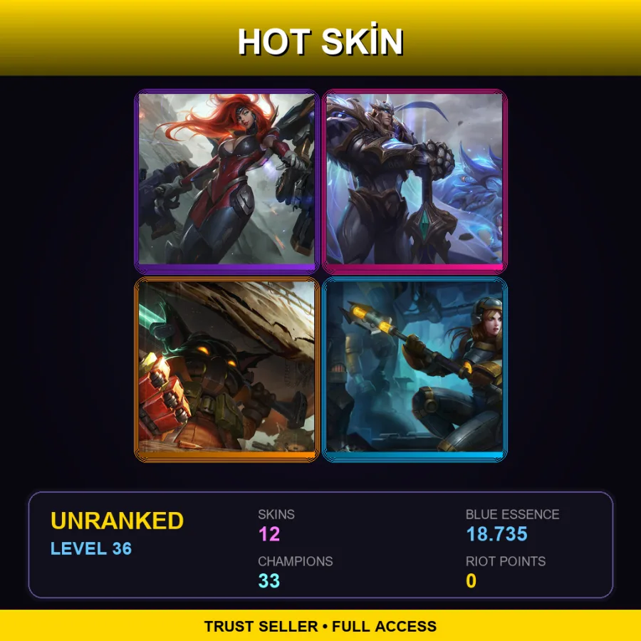 EUNE | Lv36 | Unranked | 12 Skin | 33 Champ — LoL account