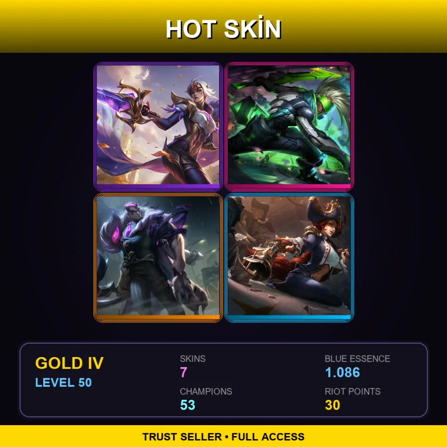 EUNE | Lv50 | Gold IV | 7 Skin | 53 Champ