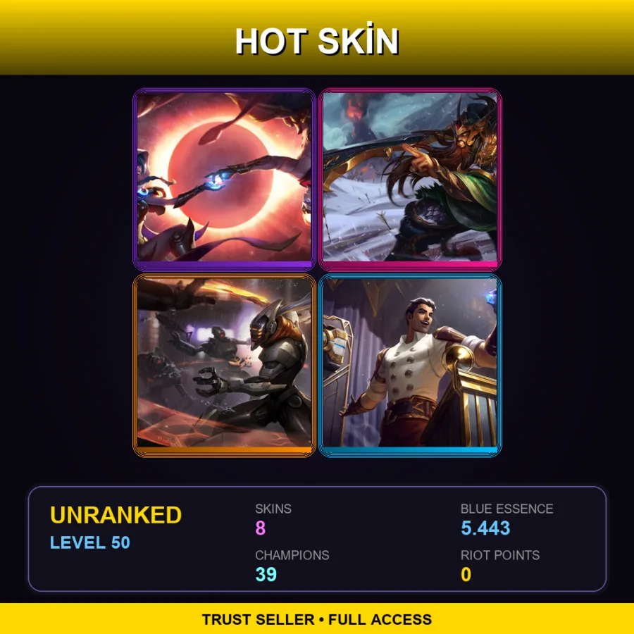 LAN | Lv50 | Unranked | 8 Skin | 39 Champ with Nidalee