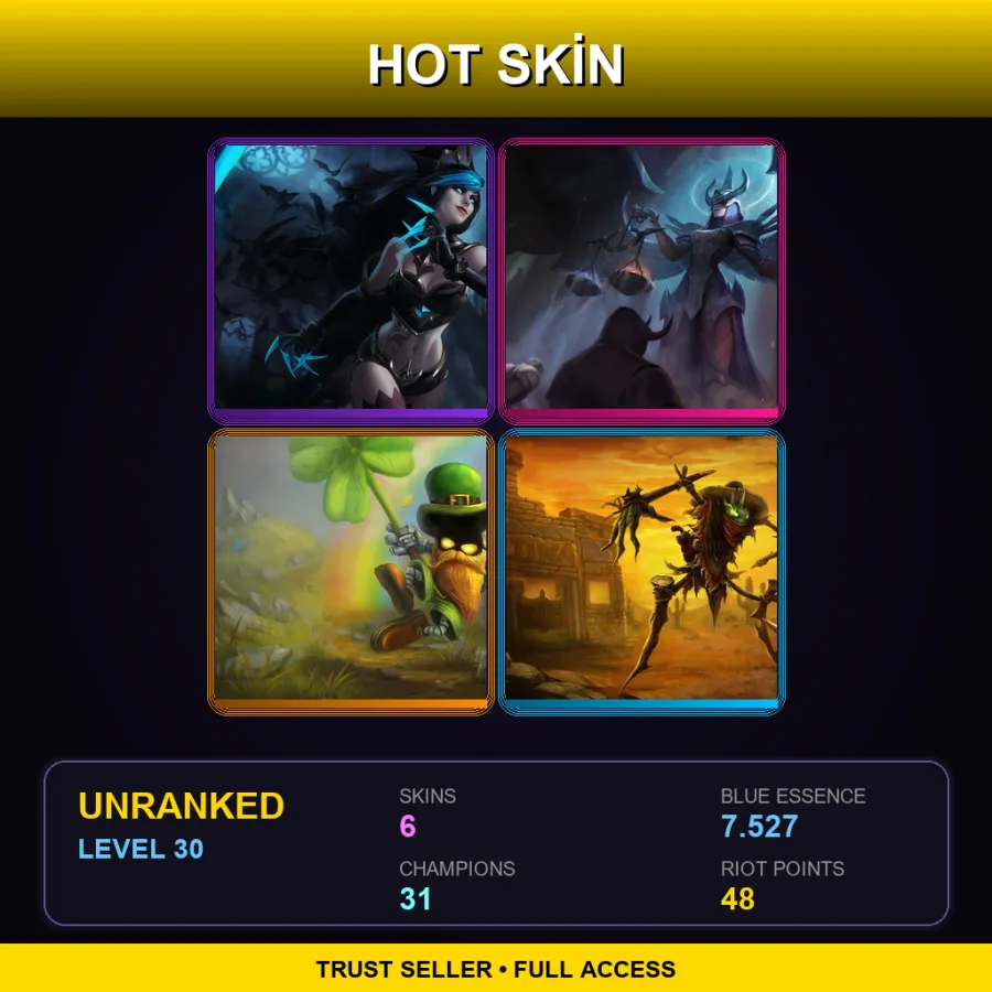 EUNE | Lv30 | Unranked | 6 Skin | 31 Champ — LoL account
