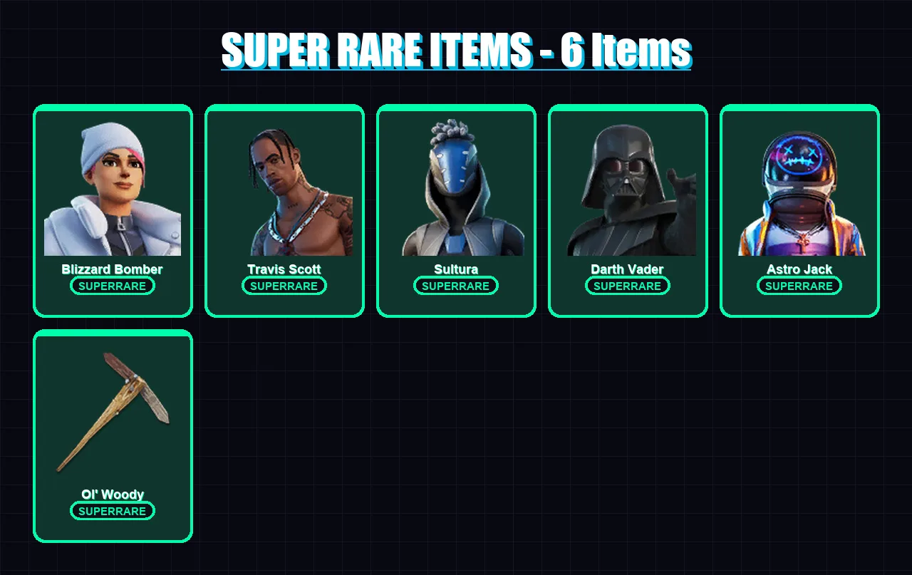 [PS4/PS5/XBOX/PC] | Blizzard Bomber | Travis Scott | Sultura | Darth Vader | Astro Jack | 64 skin | 119 pickaxe | 84 emote | 82 glider | Lv1184