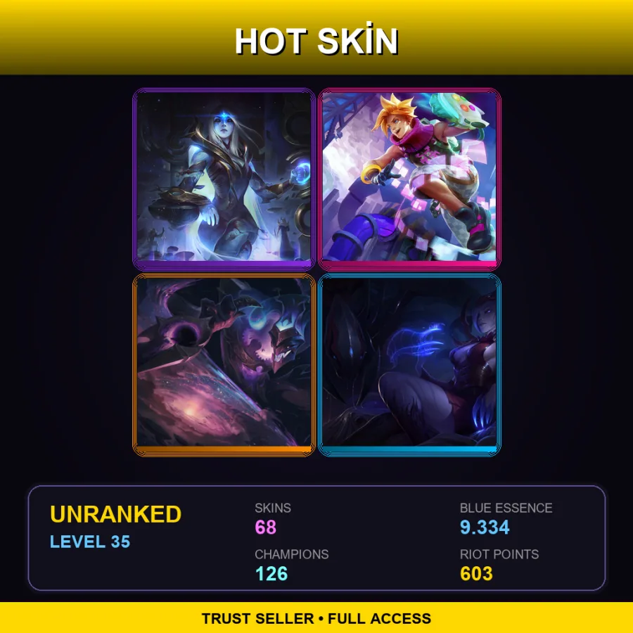 TW | Lv35 | Unranked | 68 Skin | 126 Champ — LoL account