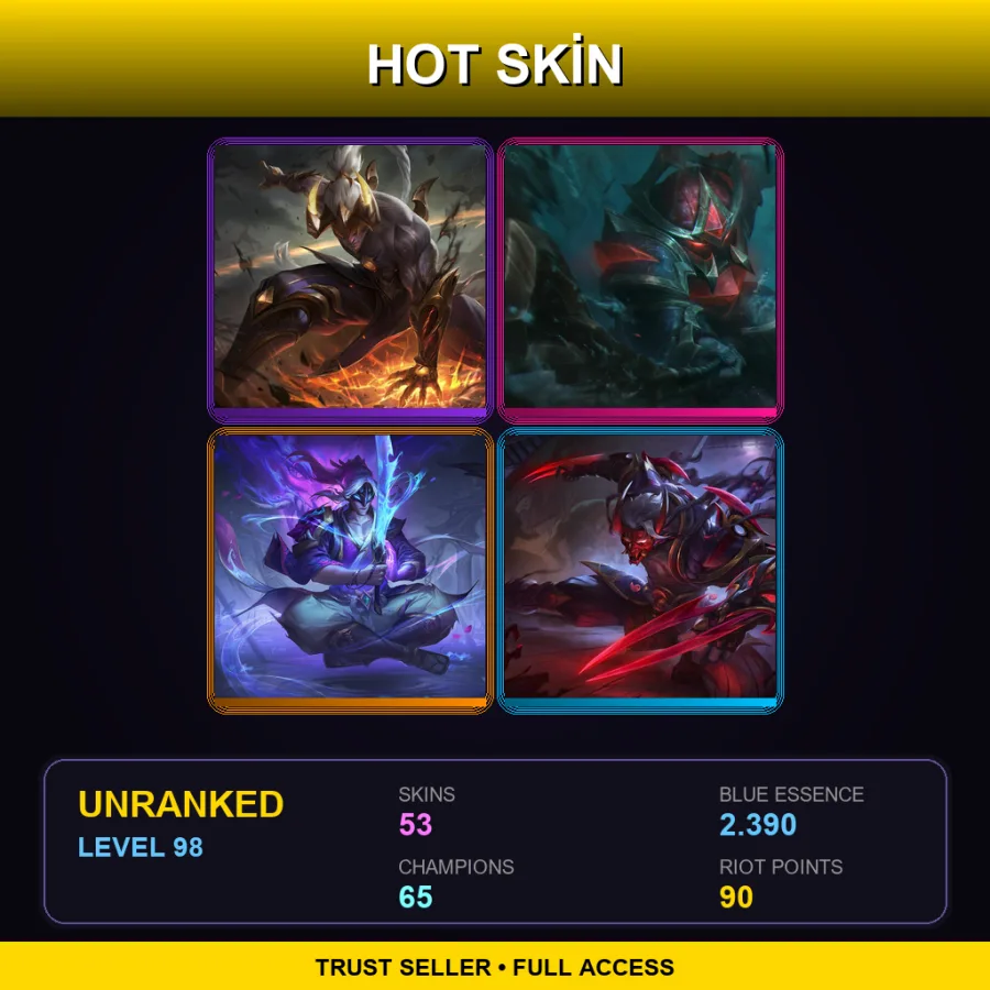 EUNE | Lv98 | Unranked | 53 Skin | 65 Champ