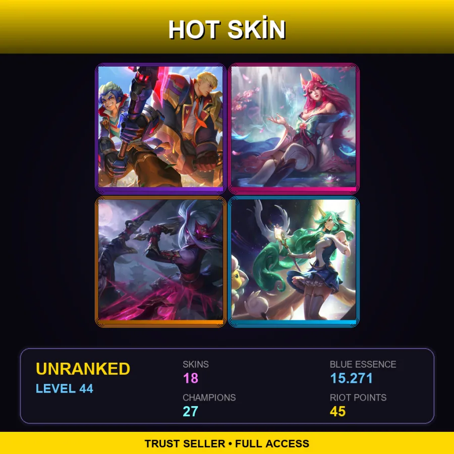NA | Lv44 | Unranked | 18 Skin | 27 Champ — LoL account