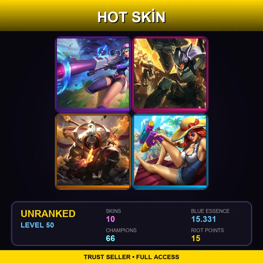 TR | Lv50 | Unranked | 10 Skin | 66 Champ — LoL account