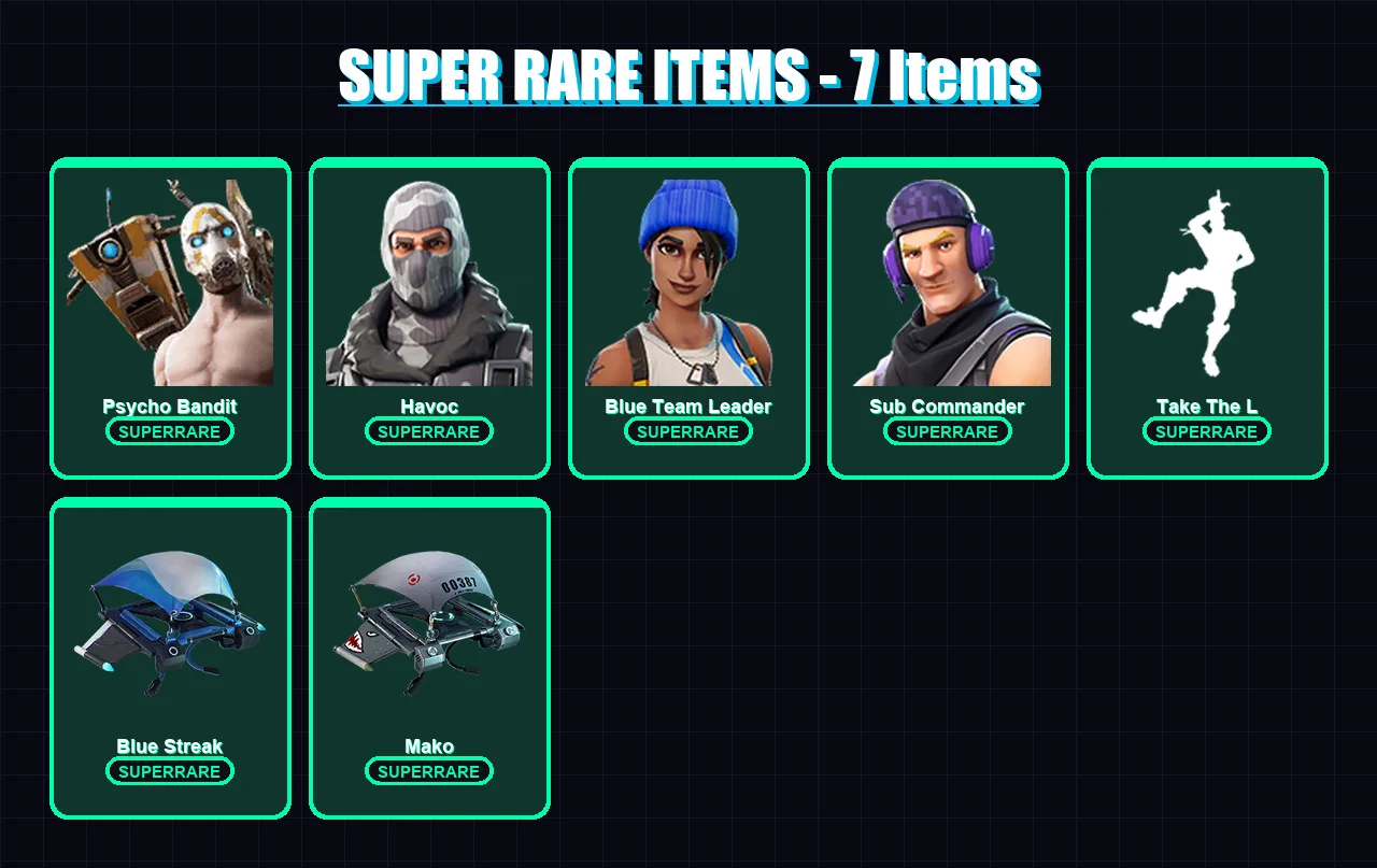 [PC/XBOX] | Psycho Bandit | Havoc | Blue Team Leader | Sub Commander | Cuddle Team Leader | 13 skin | 34 pickaxe | 18 emote | 28 glider | Lv444