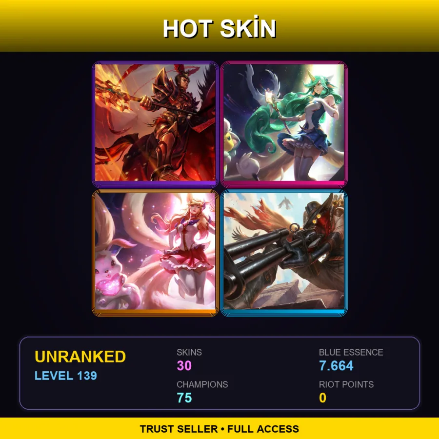 EUW | Lv139 | Unranked | 30 Skin | 75 Champ with Gnar