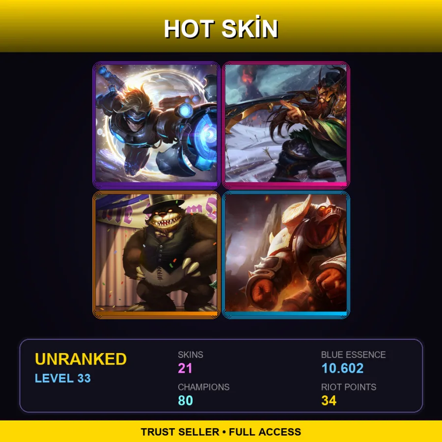 LAN | Lv33 | Unranked | 21 Skin | 80 Champ — Vandal Jax