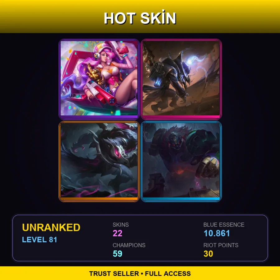LAN | Lv81 | Unranked | 22 Skin | 59 Champ — LoL account