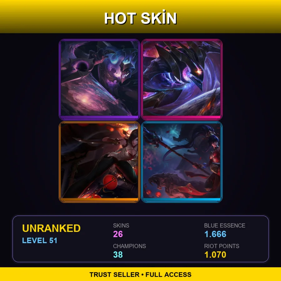 EUW | Lv51 | Unranked | 26 Skin | 38 Champ — LoL account