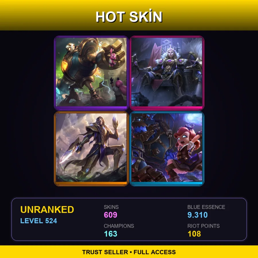 VN | Lv524 | Unranked | 609 Skin | 163 Champ — Bioforge Darius