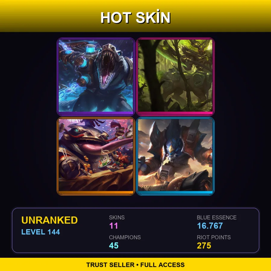 LAN | Lv144 | Unranked | 11 Skin | 45 Champ