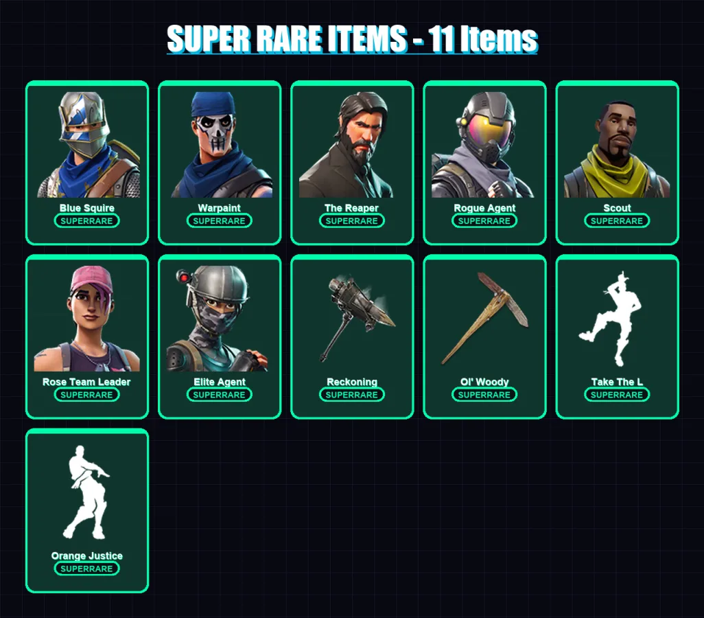 [PC/PSN] | Blue Squire | Warpaint | The Reaper | Rogue Agent | Scout | 120 skin | 83 pickaxe | 77 emote | 58 glider | Lv625