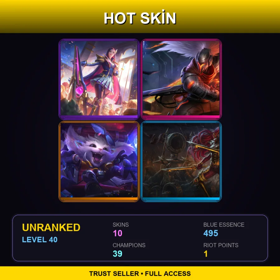 EUW | Lv40 | Unranked | 10 Skin | 39 Champ — LoL account