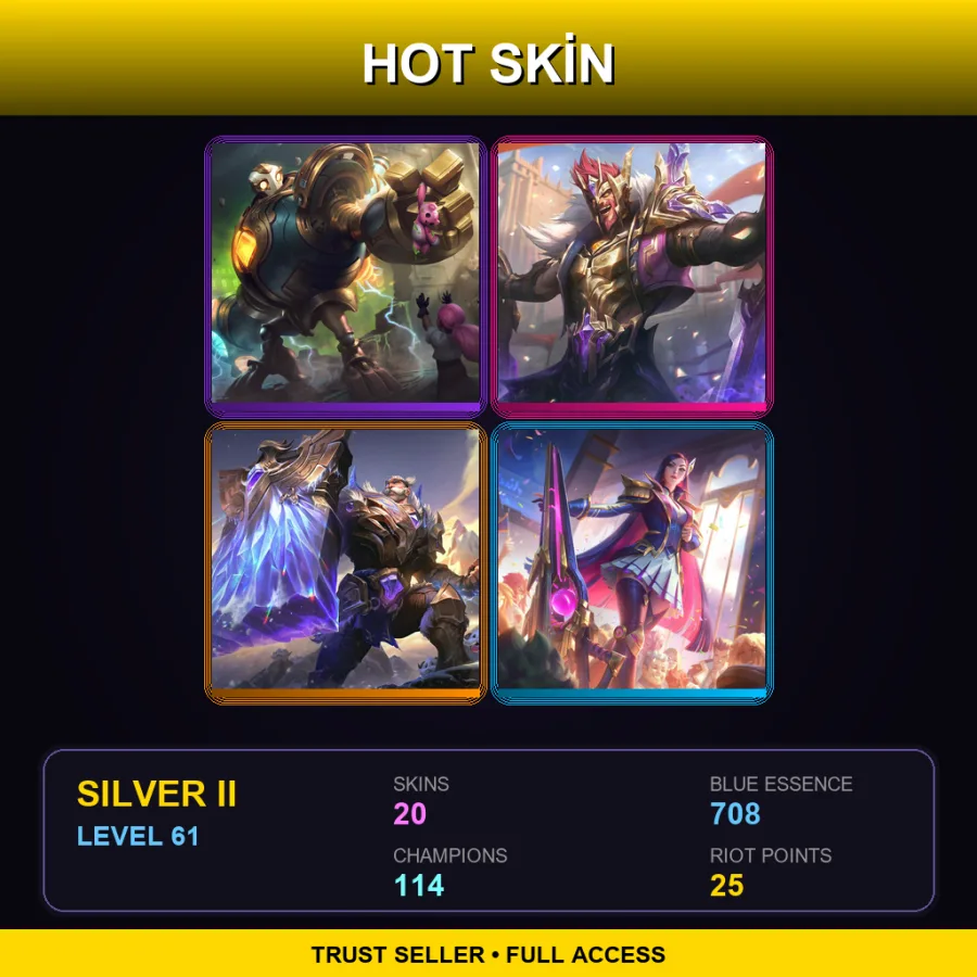 LAN | Lv61 | Silver II | 20 Skin | 114 Champ — LoL account