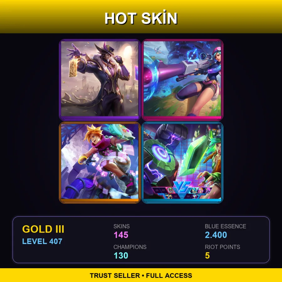 EUW | Lv407 | Gold III | 145 Skin | 130 Champ