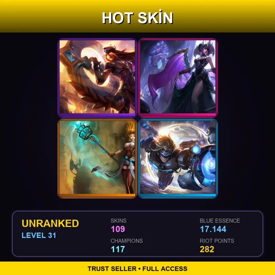 SG | Lv31 | Unranked | 109 Skin | 117 Champ